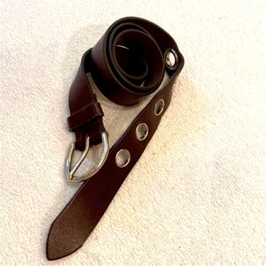 J Crew Vintage Brown Leather Grommet Belt Women’s Medium